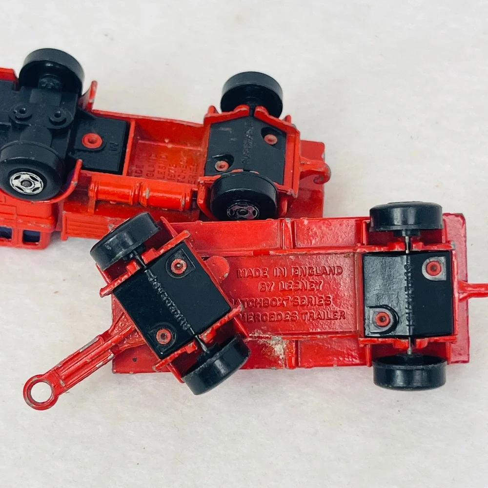 Vintage 1978 Matchbox Lesney Red Mercedes Truck and Trailer Made in England